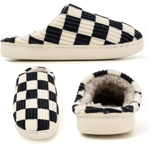 Fuzzy memory foam house slippers indoor outdoor shoes with faux fur lining - Picture 2 of 7